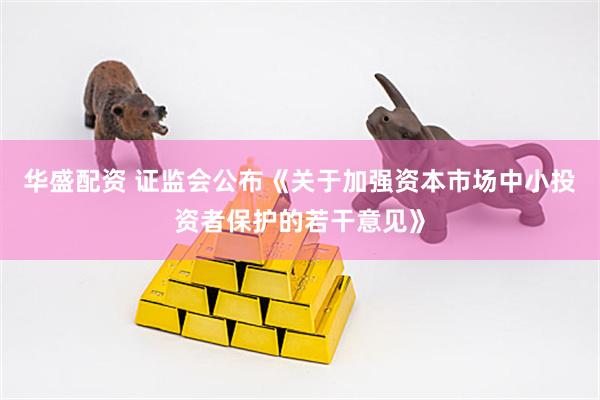 华盛配资 证监会公布《关于加强资本市场中小投资者保护的若干意见》